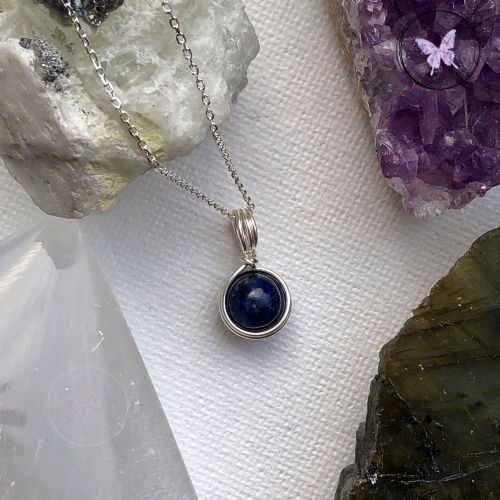 Lapis Lazuli Sterling Silver Wire Wrapped Pendant